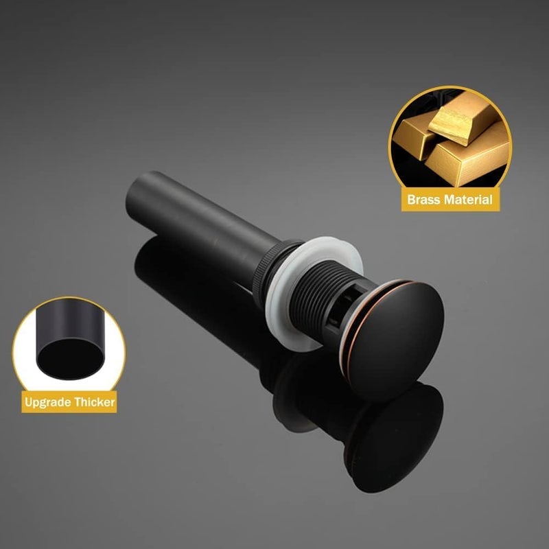 Yodel Faucet Bathroom Sink Drain with Overflow - Big Cap for Standard 1 3/4" Drain Opening - Pop Up Drain,Oil Rubbed Bronze - Image 3
